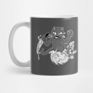 Pumpkin Carving Cat Mug